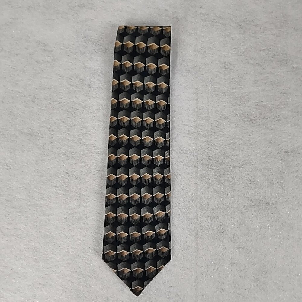 JF J Ferrar Mens Black, Cream, Tan, Green, 100% Silk Classic Business Neck Tie